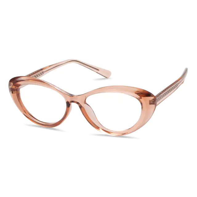 Cat-eye Transparent Brown Eyeglasses
