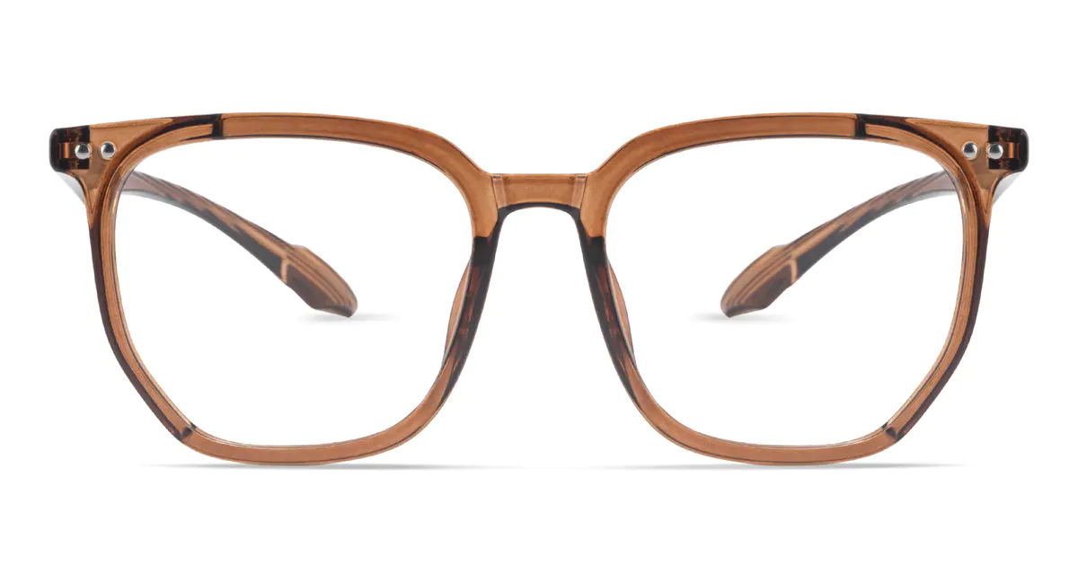 Square Transparent Brown Eyeglasses