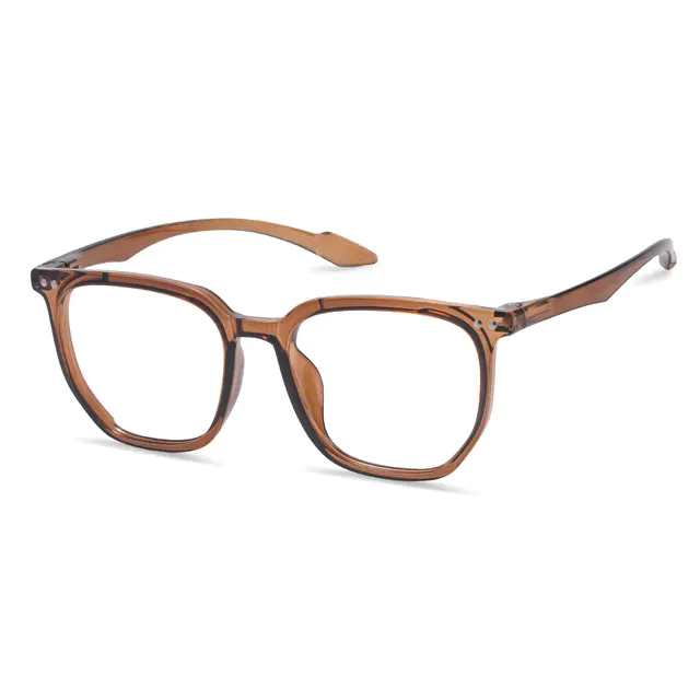 Square Transparent Brown Eyeglasses