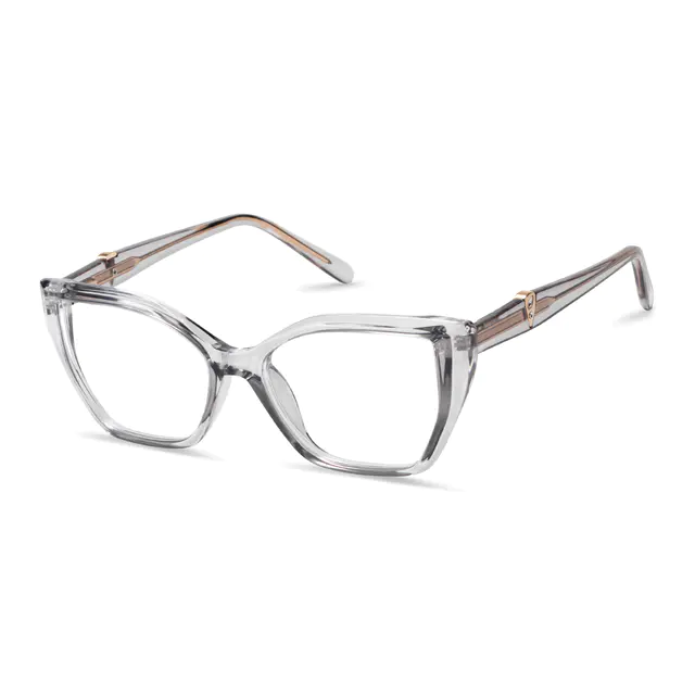 Cat-eye Transparent Gray Eyeglasses