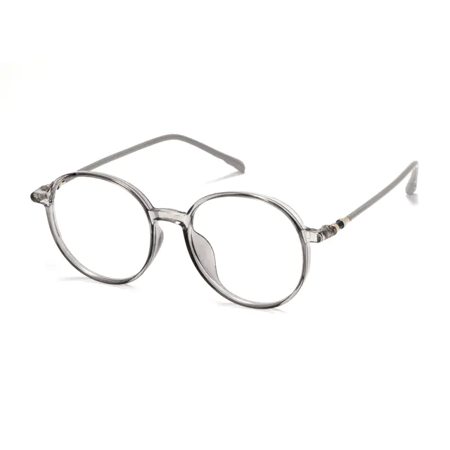 Round Transparent Gray Eyeglasses