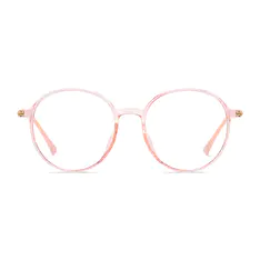 Round Transparent Pink Eyeglasses