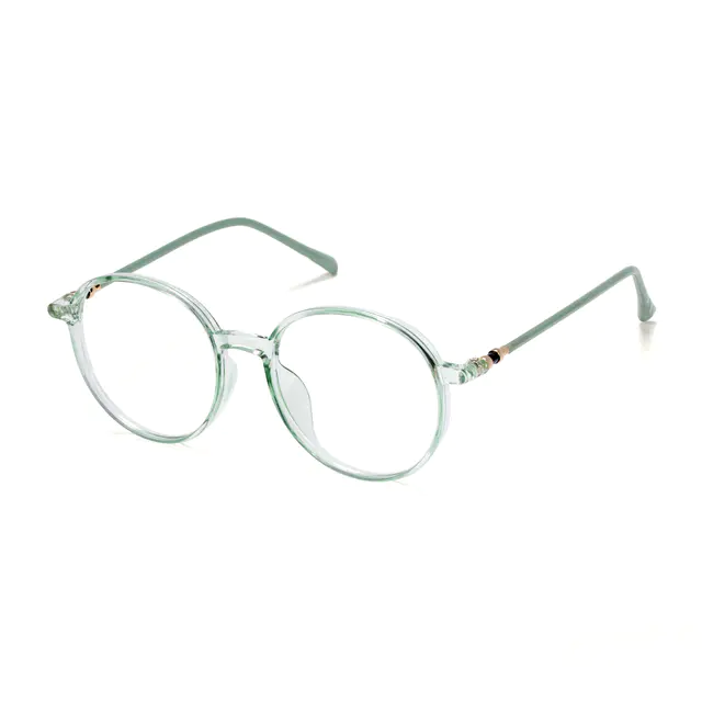 Round Transparent Green Eyeglasses