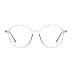 Round Transparent Green Eyeglasses