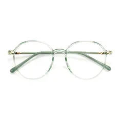 Round Transparent Green Eyeglasses