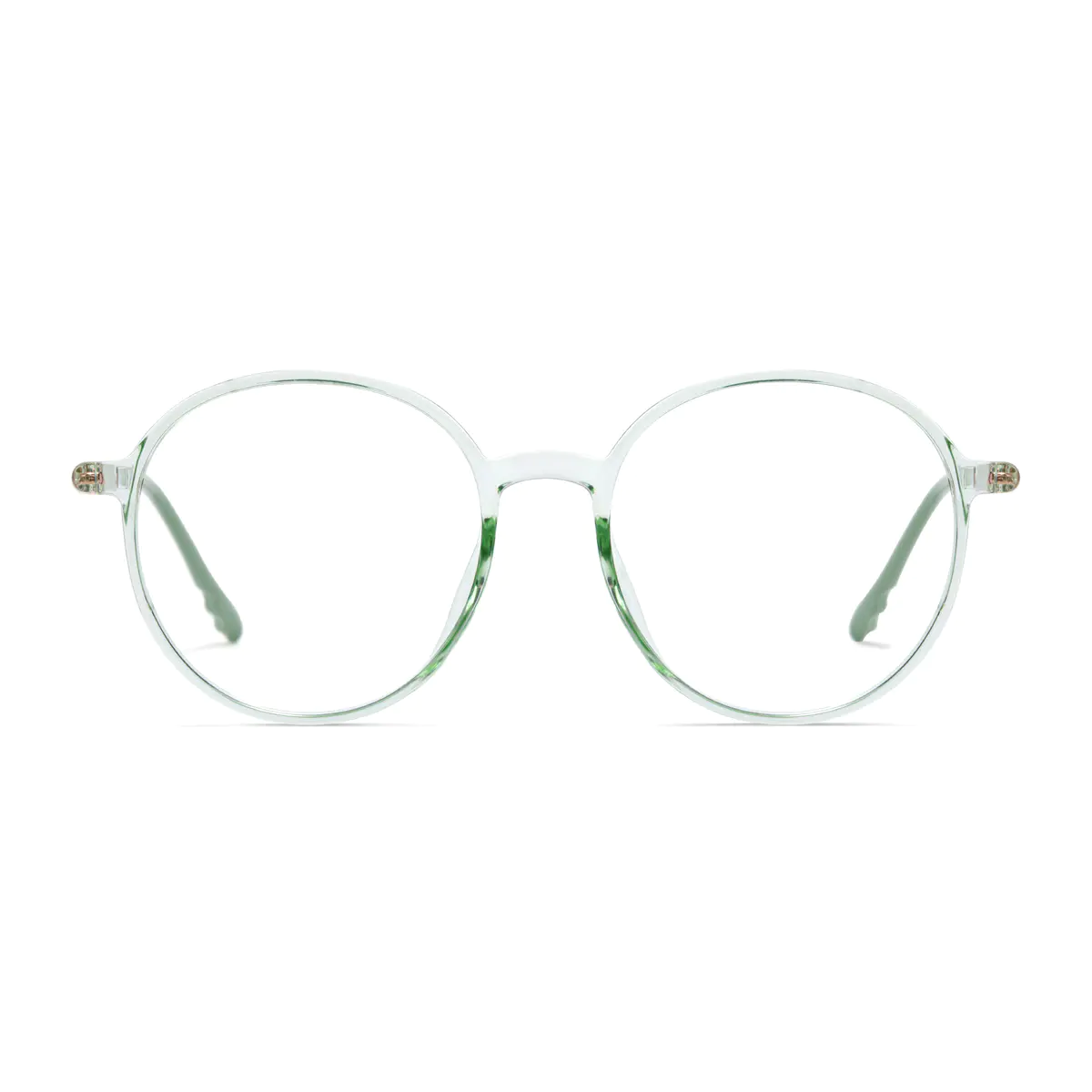 Round Transparent Green Eyeglasses
