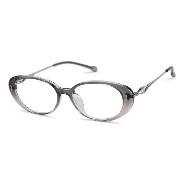 Oval Transparent Gray Eyeglasses