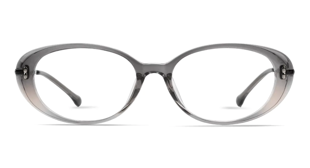 Oval Transparent Gray Eyeglasses