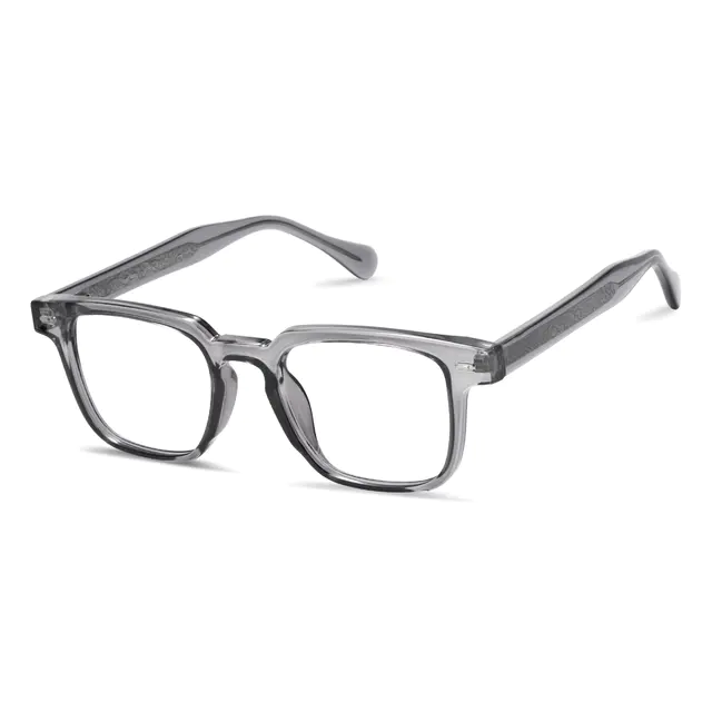 Rectangle Transparent Gray Eyeglasses