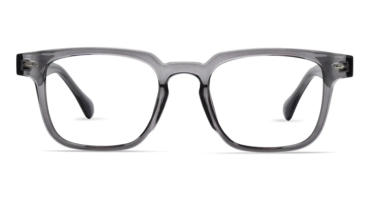 Rectangle Transparent Gray Eyeglasses