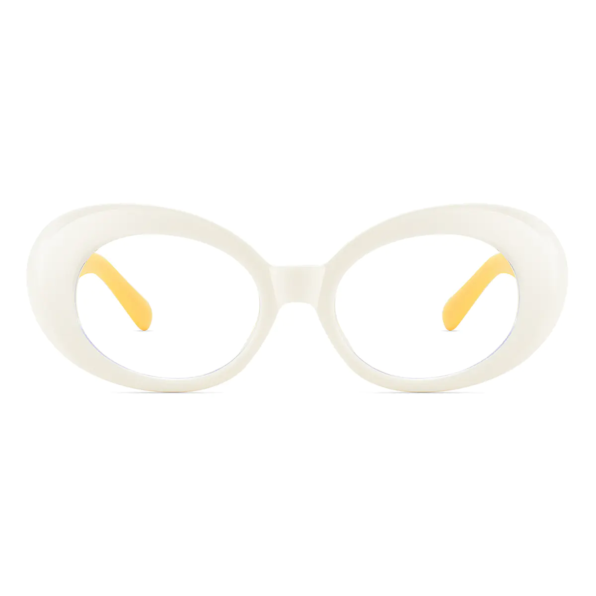 Oval White/Yellow Eyeglasses