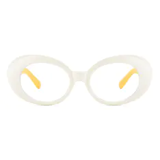Oval White/Yellow Eyeglasses