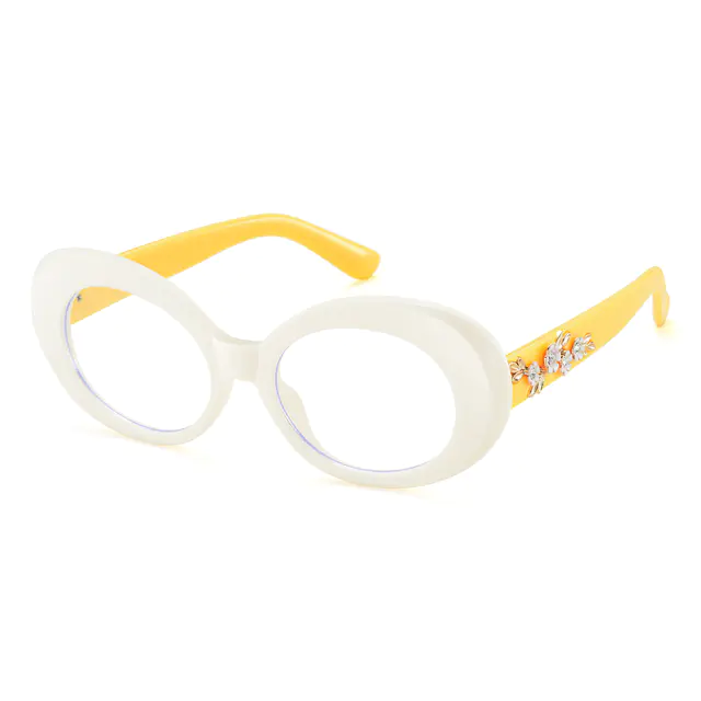 Oval White/Yellow Eyeglasses