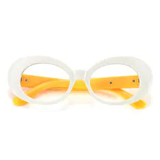Oval White/Yellow Eyeglasses