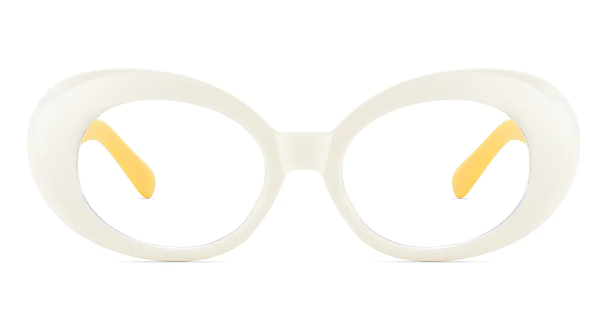 Oval White/Yellow Eyeglasses