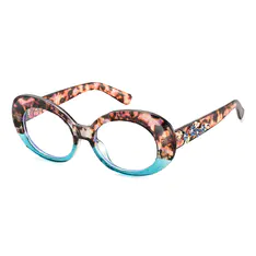 Oval Tortoiseshell/Blue Eyeglasses