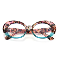Oval Tortoiseshell/Blue Eyeglasses