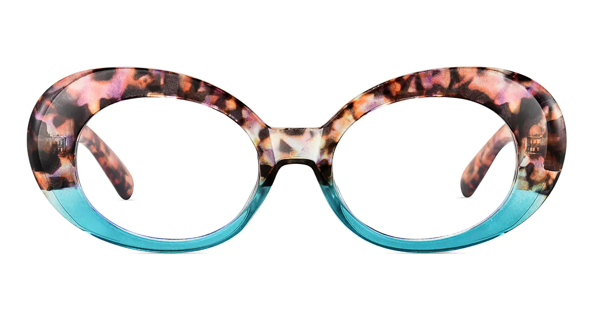 Oval Tortoiseshell/Blue Eyeglasses