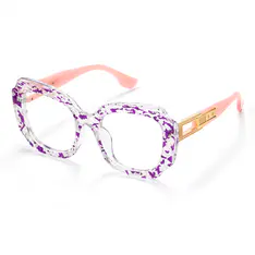 Square Transparent Purple/Tortoiseshell Eyeglasses