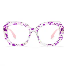 Square Transparent Purple/Tortoiseshell Eyeglasses