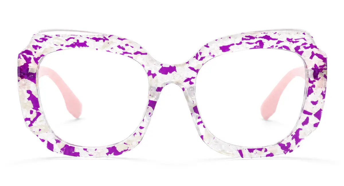 Square Transparent Purple/Tortoiseshell Eyeglasses