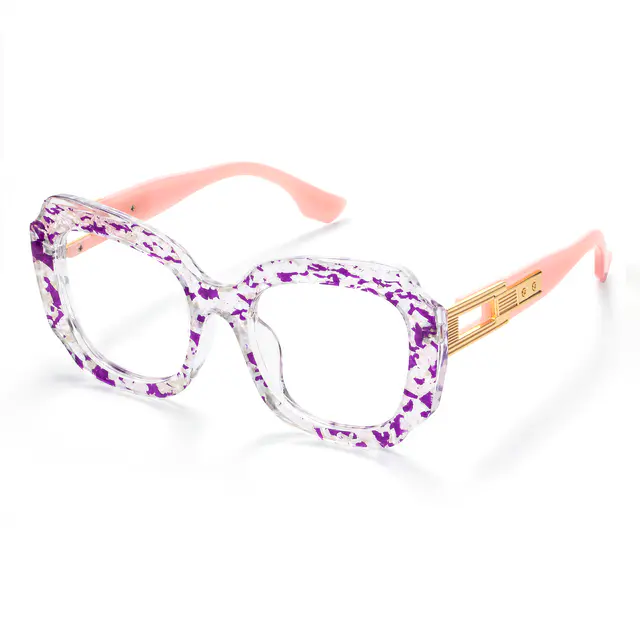 Square Transparent Purple/Tortoiseshell Eyeglasses