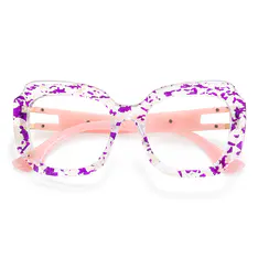 Square Transparent Purple/Tortoiseshell Eyeglasses