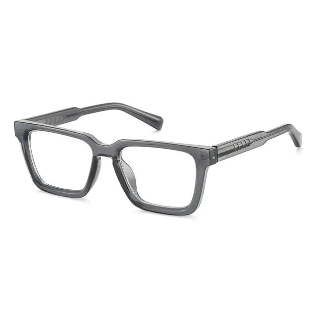 Square Transparent Gray Eyeglasses