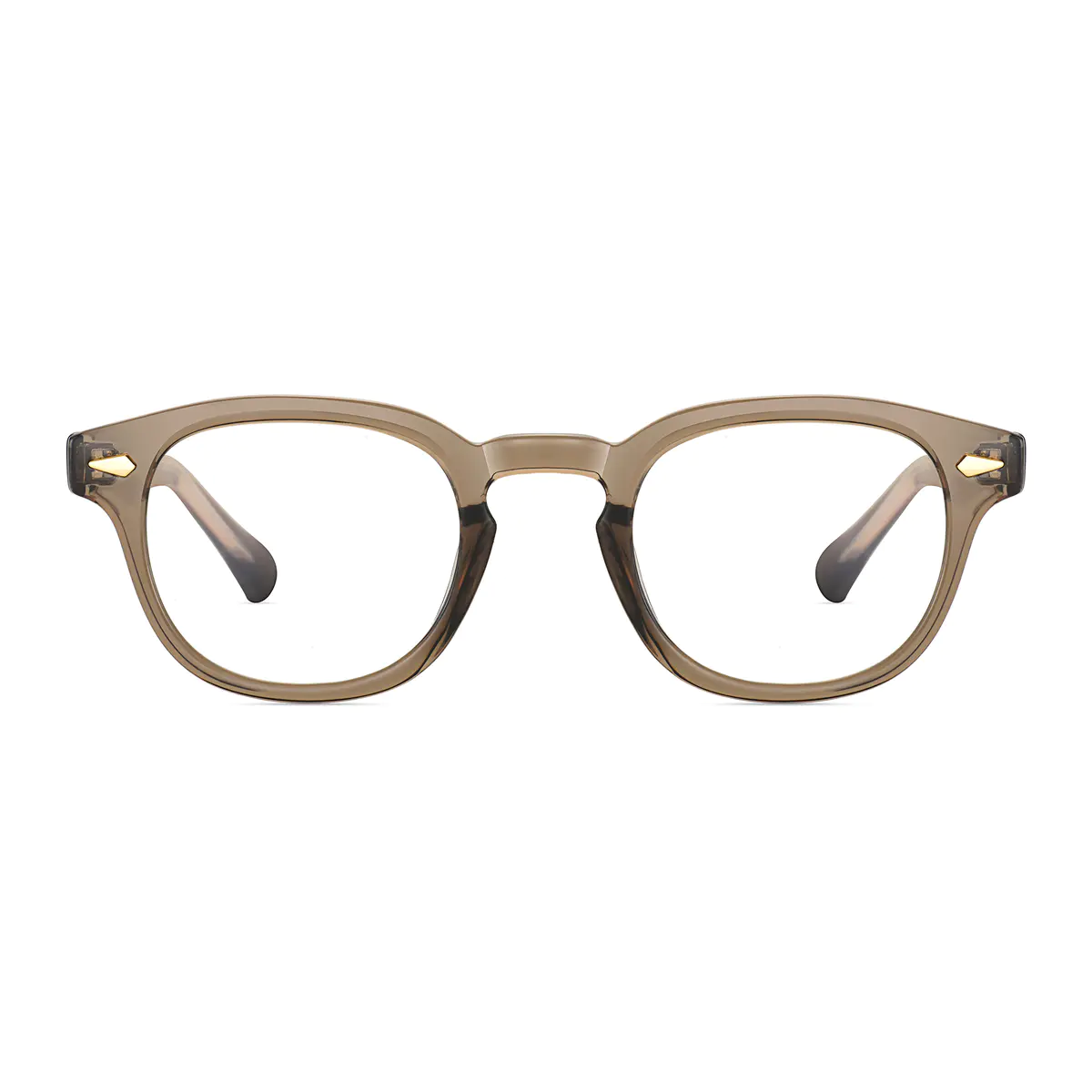 Round Transparent Brown Eyeglasses