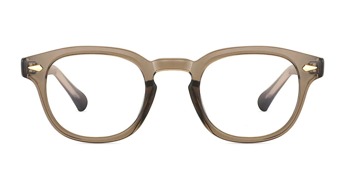 Round Transparent Brown Eyeglasses