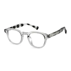 Round Transparent Gray Eyeglasses