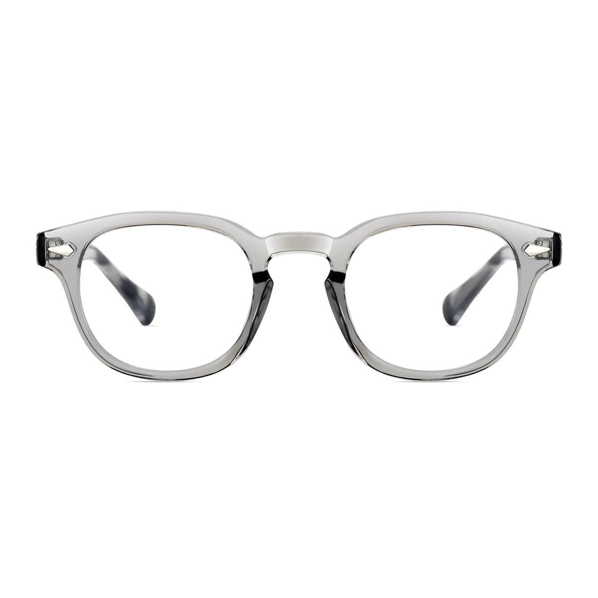 Round Transparent Gray Eyeglasses