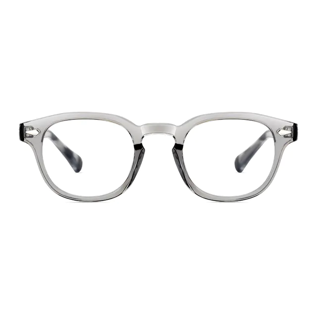 Round Transparent Gray Eyeglasses