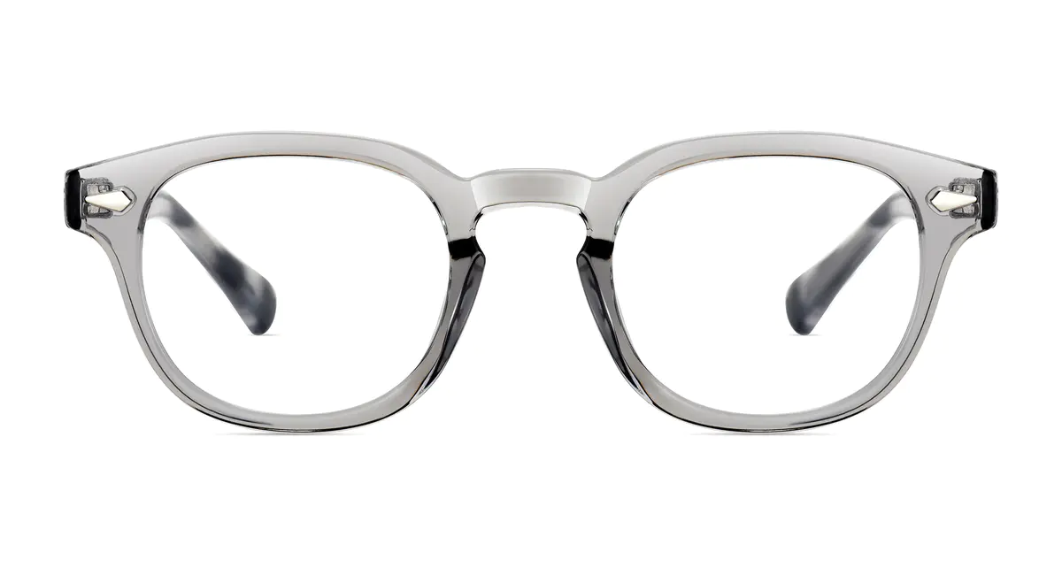 Round Transparent Gray Eyeglasses