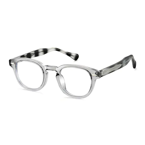 Round Transparent Gray Eyeglasses