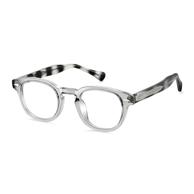 Round Transparent Gray Eyeglasses