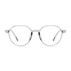 Round Transparent Gray/Silver Eyeglasses