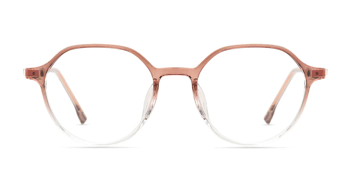 Round Gradient Brown/Rose Gold Eyeglasses