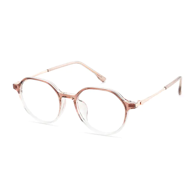 Round Gradient Brown/Rose Gold Eyeglasses