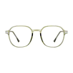 Square Transparent Green Eyeglasses