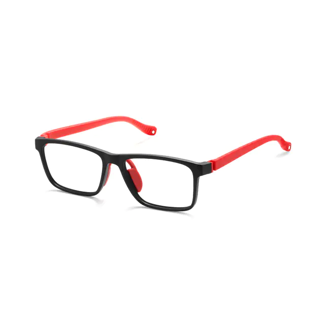 Kids' Rectangle Black/Red Eyeglasses