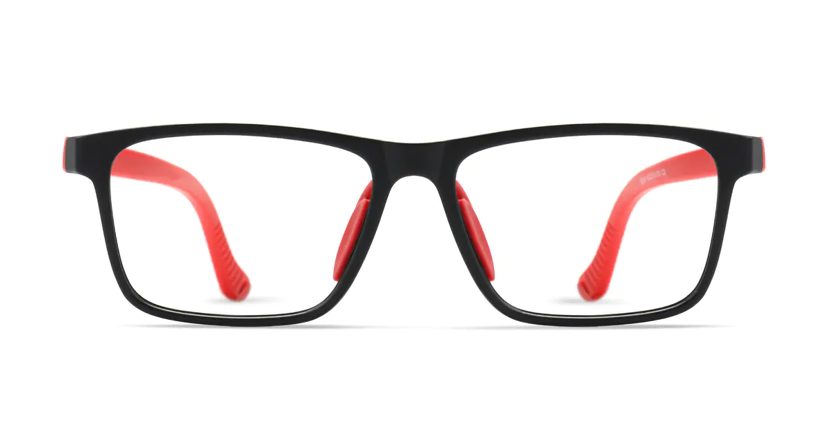 Kids' Rectangle Black/Red Eyeglasses