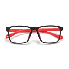 Kids' Rectangle Black/Red Eyeglasses