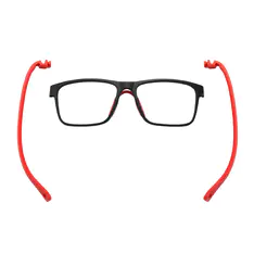 Kids' Rectangle Black/Red Eyeglasses