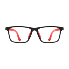 Kids' Rectangle Black/Red Eyeglasses