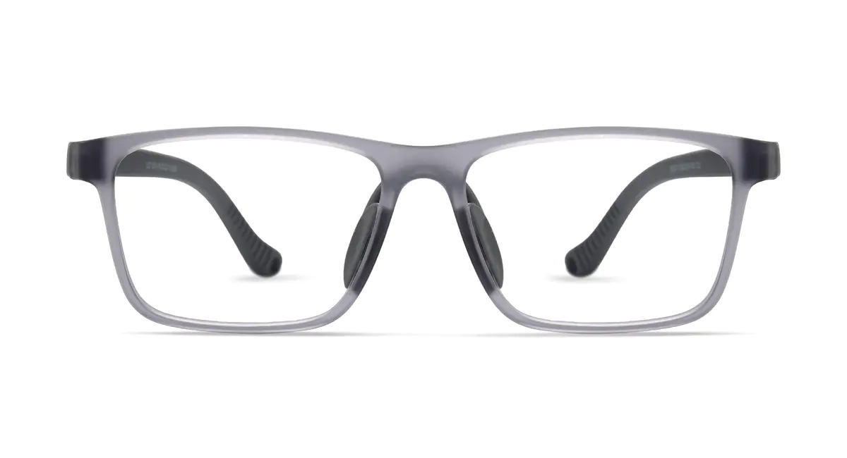 Kids' Rectangle Transparent Gray Eyeglasses