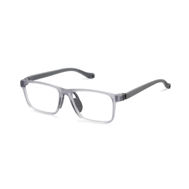 Kids' Rectangle Transparent Gray Eyeglasses