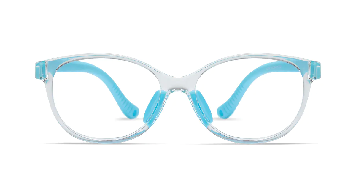 Kids' Round Clear/Blue Eyeglasses