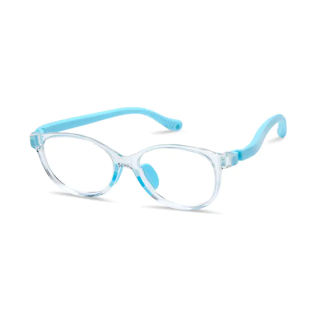 Kids' Round Clear/Blue Eyeglasses