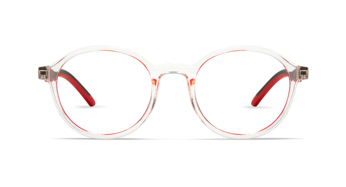 Kids' Round Clear/Red Eyeglasses